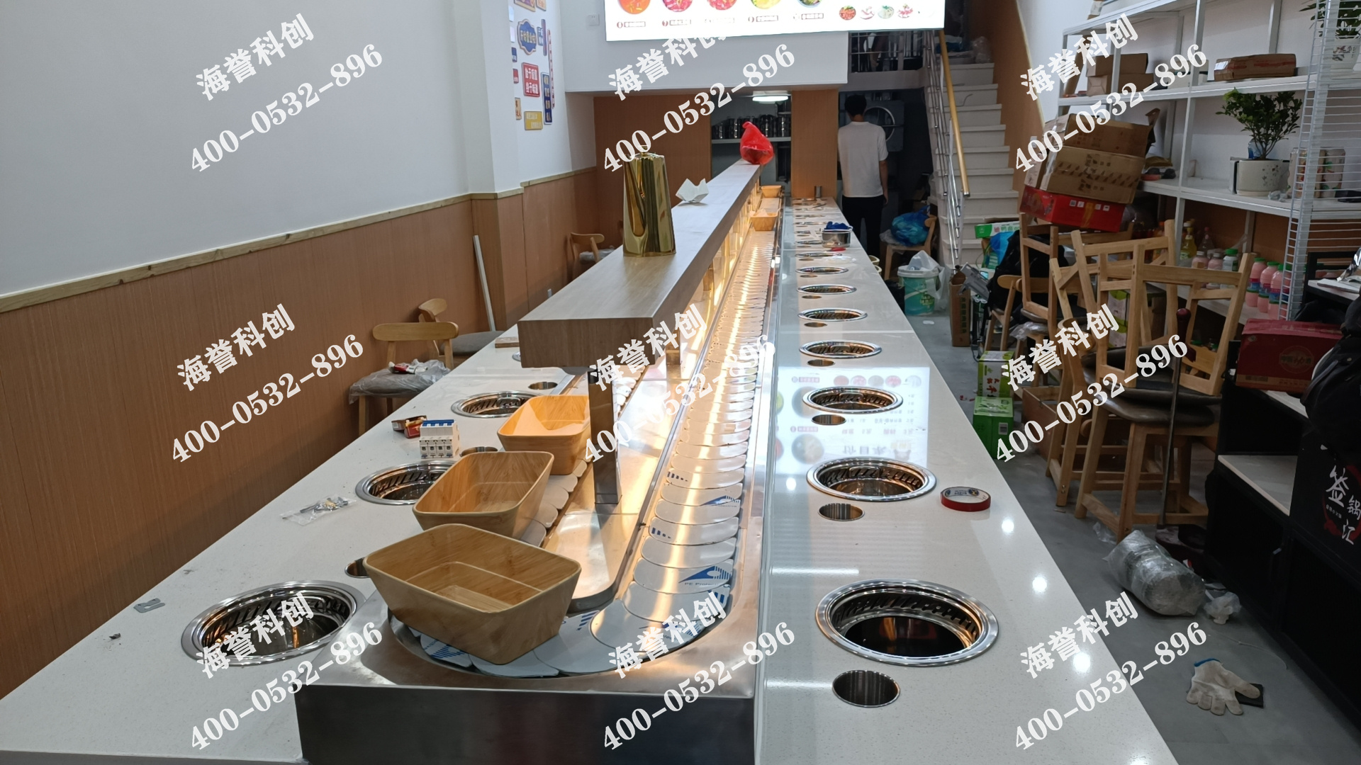 海譽(yù)科創(chuàng)江蘇無錫單涮無煙小火鍋設(shè)備安裝完成