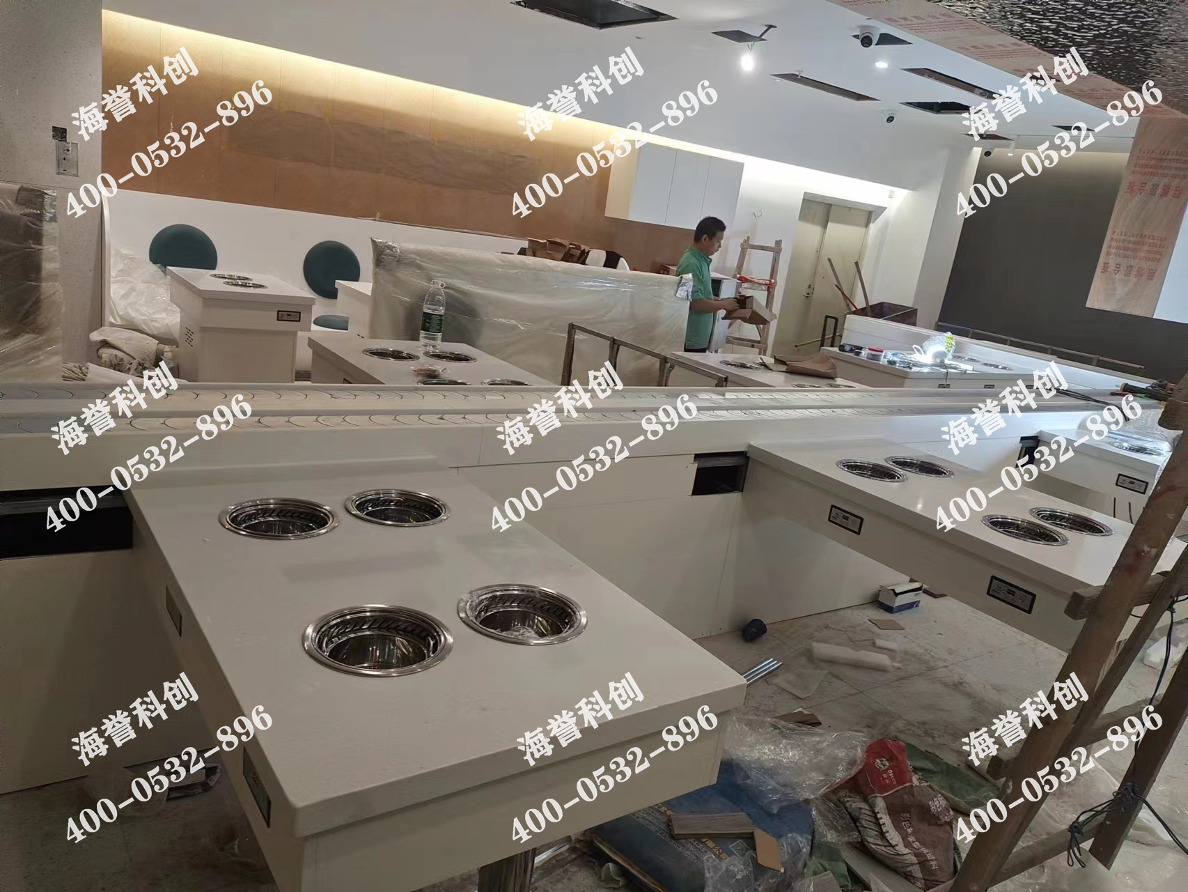 海譽(yù)科創(chuàng)廣東珠海單涮無煙小火鍋設(shè)備安裝完成