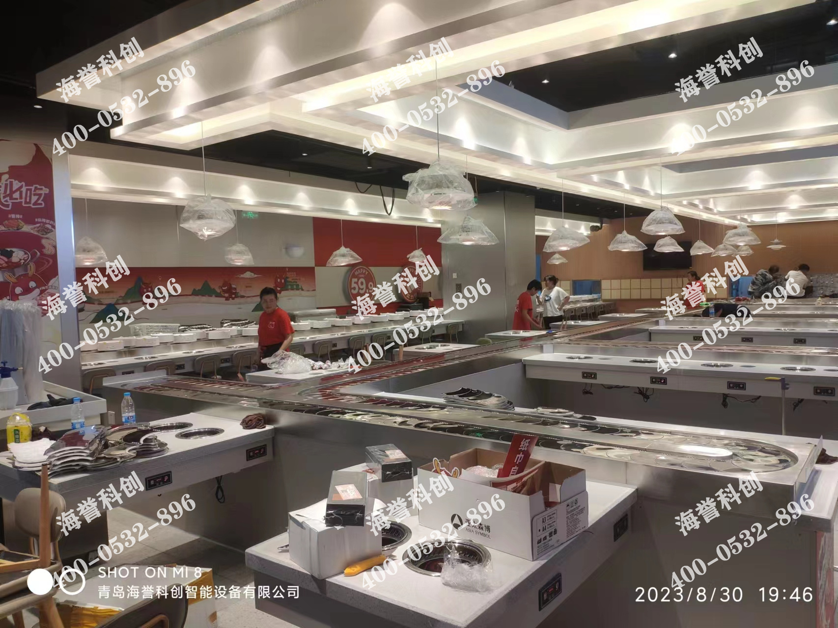 海譽科創(chuàng)山東青島單涮無煙小火鍋設備安裝完成