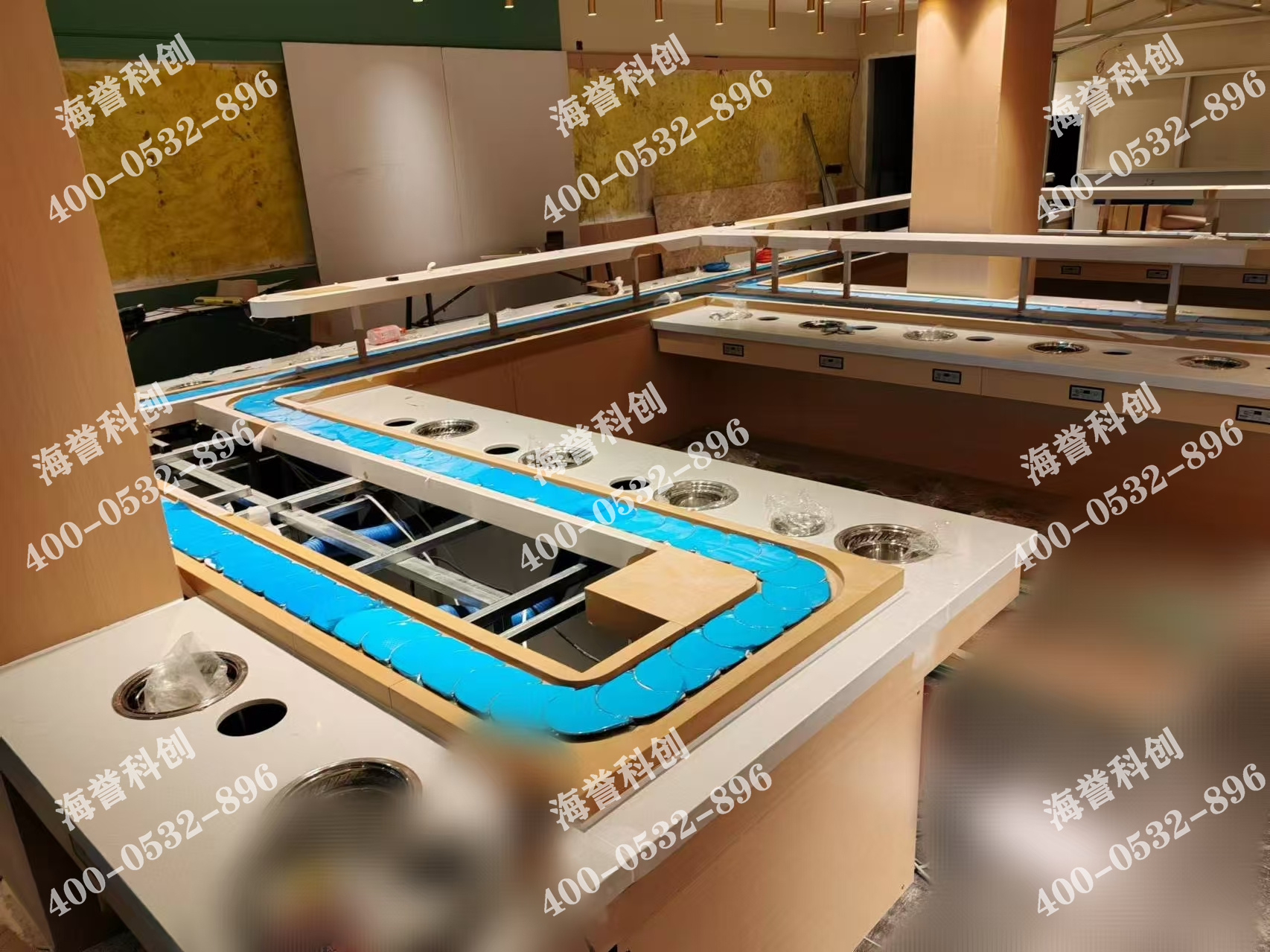 海譽科創(chuàng)安徽單涮無煙小火鍋設(shè)備安裝完成