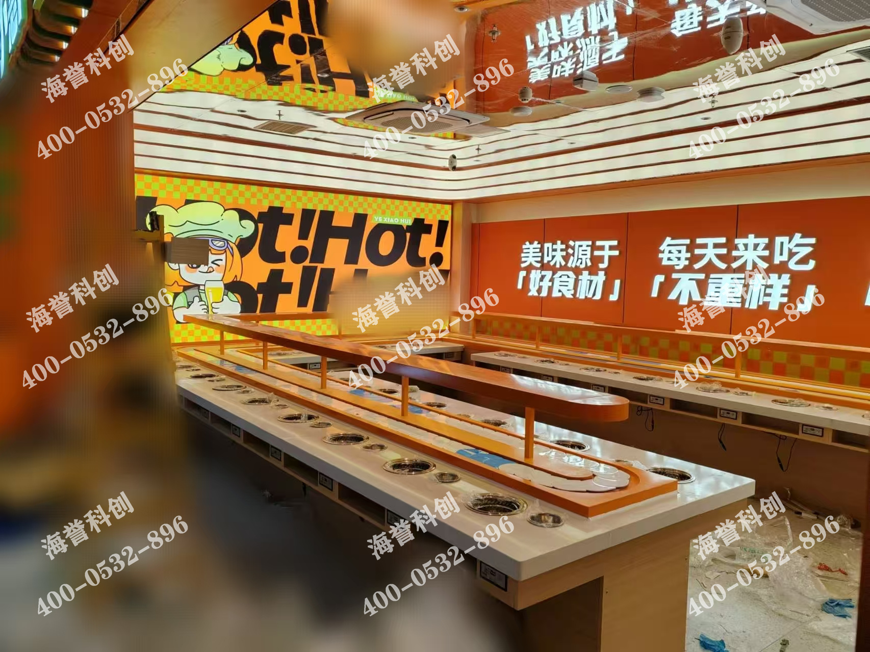 海譽(yù)科創(chuàng)合作伙伴單涮無(wú)煙小火鍋設(shè)備安裝完成