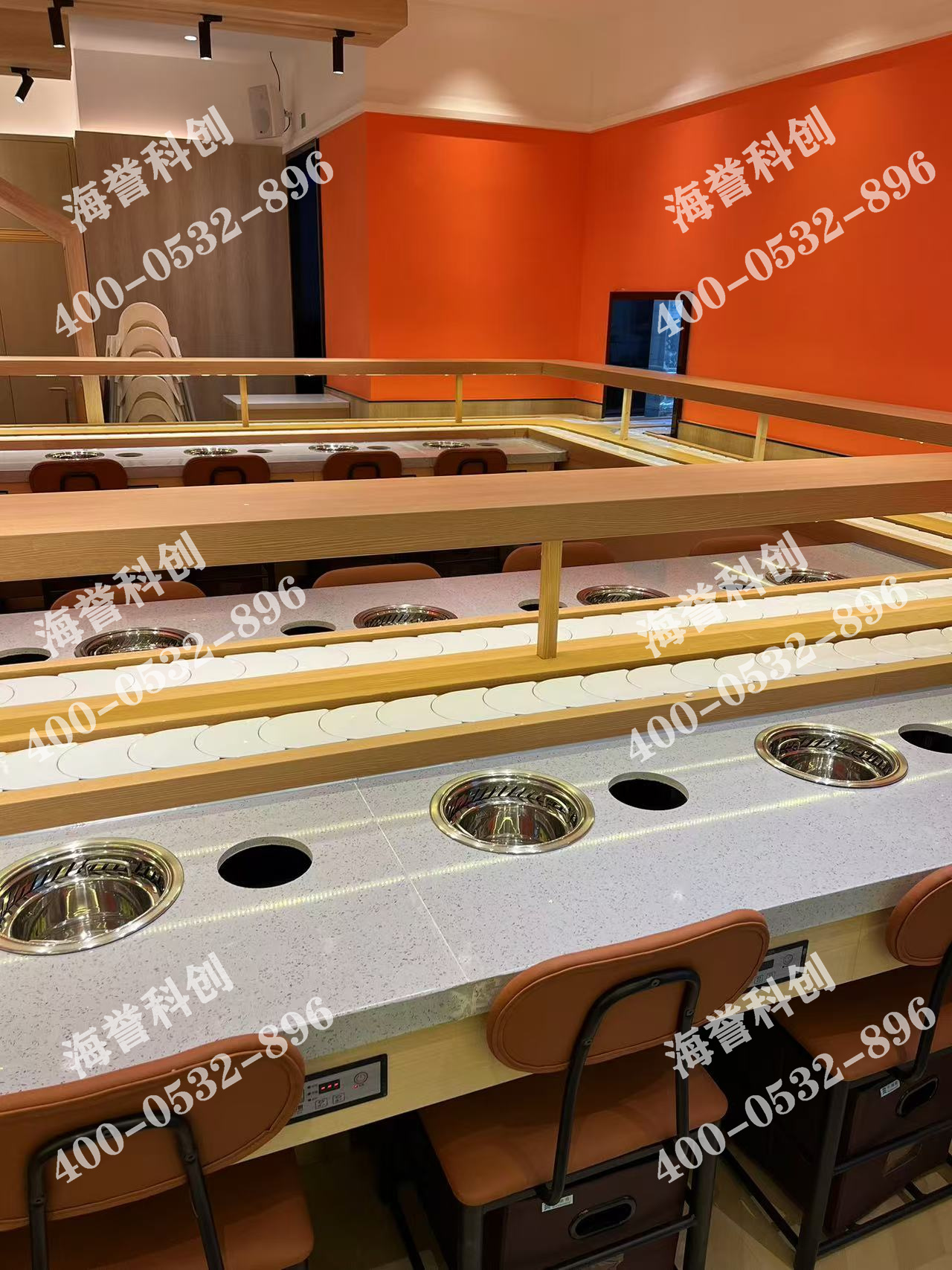 海譽(yù)科創(chuàng)U+L組合型單涮無煙小火鍋設(shè)備安裝完成